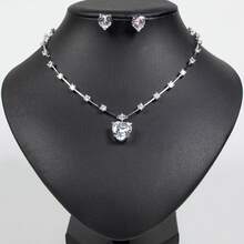 三件套项链耳环套装，心形吊坠项链，锆石项链，简约风格首饰套装，送给她的独特礼物，首饰 - 首飾套裝 - 查看 8