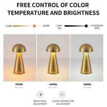 1 pieza Lámpara moderna con forma de hongo LED recargable por USB con control táctil y regulable en 3 colores, adecuada para sala de estar, dormitorio, comedor - champiñón - Ver 4
