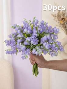 Bó hoa cưới bằng lụa nhân tạo gồm hoa linh lan, hoa chuông tím và hoa lan - Bình hoa giả sống động như thật; Bình hoa trang trí bàn "Mayflower", lý tưởng cho trang trí nhà cửa, sân vườn, đám cưới và tiệc tùng (Trang trí nhà cửa & phòng). - Màu tím - Xem 14
