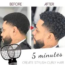 1-3-5 扭纹梳，ABS塑料材质，升级海绵刷头设计，适合自然卷发男女使用（黑色） - 黑色 - 查看 5