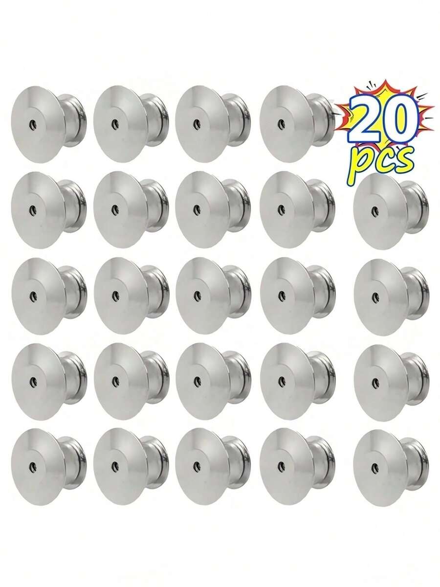 20pcs Gold & Silver Plated Brooch Clasps, Enamel Lapel Pins, Jewelry Making Components - 20pcs - View 1