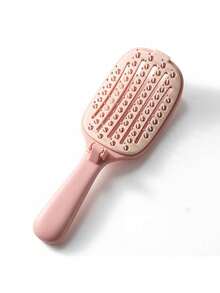 Foldable Self-Cleaning Hair Brush | One-Pull Hair Removal, Smooth Without Pulling, Convenient Foldable Design, Dry & Wet Use, Suitable For Straight & Curly Hair, ABS Plastic Handle, Nylon Bristles, Foldable Spine Comb Auto-Cleaning, Volumizing Scalp Massage Styling Comb - Multicolor - View 13