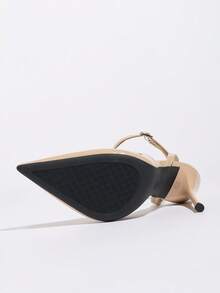 Women's High Heel Pumps, Pointed Toe High Heels, Fashion Stilettos, Slingback Backstrap Low Vamp Sandals, Elegant For Party, Commute, Office - Pink - View 6