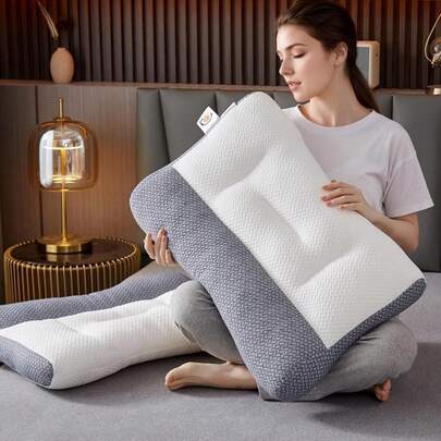 Proease 睡眠呼吸暂停枕，深度睡眠枕，符合人体工学的颈肩枕，适合侧睡者、仰睡者、俯睡者（白色）