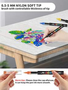 Bolígrafos de pintura acrílica ZGAOPO - 12/24/36/48/60/72/120/168/240/288 colores disponibles. Tinta gruesa, flujo suave, clasificación de colores talla grande completa. Adecuado para manualidades y suministros de arte, se puede usar en plástico, vidrio, metal, bambú, lienzo, roca, cerámica y tela para la creación de manualidades, también adecuado para la pintura artística profesional. Especialmente adecuado como regalo para niños/niñas estudiantes, esencial para la temporada de regreso a la escuela - Multicolor - Ver 9