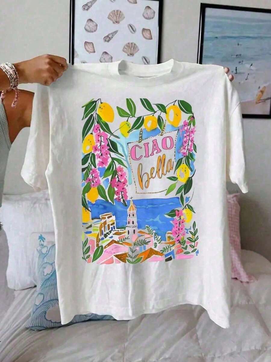 Camiseta de manga corta para mujer diseño moderno y transpirable ideal para el verano nueva colección moda femenina - Blanco - Ver 1