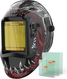 YESWELDER Large View Auto Darkening Welding Helmet,, 1/1/1/1 True Color Powered Hood With 4 Sensors, Wide Shade 3/5-9/9-13 TIG MIG CUT And GRIND - 鯊魚 - 查看 12