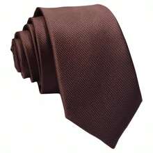 1 Stück Herren einfarbige Krawatte, vielseitiges dekoratives Accessoire, geeignet für Party, Urlaub, Arbeit, Hochzeit und andere Anlässe, Krawattenbreite 7cm - Braun - Übersicht 3