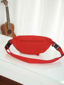 Bolsa de cintura de unicolor minimalista para hombres - Rojo - Ver 3