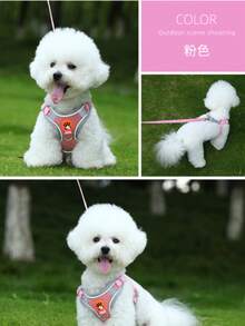 Dây đeo ngực thoáng khí cho chó nhỏ, chó Poodle, chó Chihuahua. - Hồng - Xem 9