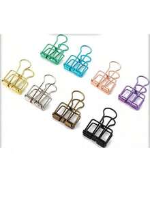 3/6 piezas, Clip retro multicolor, Clip de cola larga hueca de color, Carpeta de facturas de metal hueco chapado en color, Envío creativo para uso de escritorio y almacenamiento de papel - Conjuntos - Ver 5