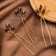 3件套简约水晶手工发夹，新娘婚礼头饰 - 彩色 - 查看 14