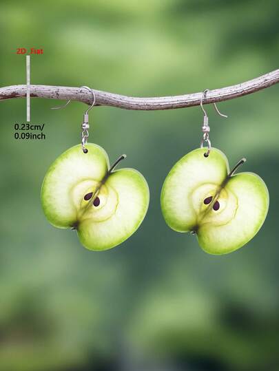1 Pair 2D Flat Cartoon Fruit Pattern Acrylic Pendant Earrings, Elegant Minimalist Style Jewelry Earrings For Women, Suitable For Daily And Holiday Wear