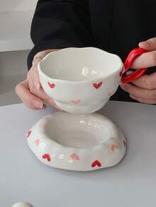 Cabin Kangaroo Bộ 1 tách sứ vẽ tay hình dâu tây, quà tặng sinh nhật cho nữ, quà tặng bạn gái/bạn thân, bộ tách cà phê và đĩa lót, cốc kiểu , tách trà chiều chất lượng cao, bộ tách và đĩa lót bằng sứ. - Nhiều màu - Xem 9