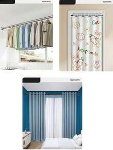 1pc Multi-Functional No-Drill Retractable Rod, Strong Spring, Easy Installation, Extra Long No-Drill Stainless Steel Retractable Shower Curtain Rod, Balcony Retractable Rod In Multiple Sizes, Heavy Duty, Multi-Purpose Curtain Rod, Wardrobe Hanging Rod, Retractable Rod, Drying Rack - A - View 10
