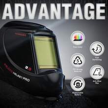 YESWELDER Large View Auto Darkening Welding Helmet,, 1/1/1/1 True Color Powered Hood With 4 Sensors, Wide Shade 3/5-9/9-13 TIG MIG CUT And GRIND - 鯊魚 - 查看 10