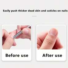 Stainless Steel Cuticle Pusher Nail Care Tool, Multi-Function Dead Skin Remover, Portable & Durable, Foot Care & Manicure File - Apricot - View 3