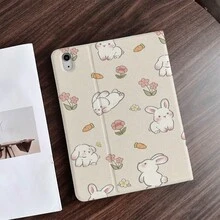 1 Cute Bunny Rabbit Print Piece Book-Style Flip Table Case - Multi-Angle Stand Protective Cover With Pen Holder Compatible With IPad Pro (M5)/ Air (M3)/ 11"(A16)/ 10.9/10.2/ Air 5th Gen/Pro11/10th/9.7/Air 2/ (7th Gen)/ (8th Gen)/ Air 4/5/ Pro 11/ 10th Generation 10.9-Inch 2022 Smart Case/ Air 13(M3 2025)/ Air 11(M3 2025)/ Air 11(M3 2025)/ 11(A16 2025)/Galaxy Tab S10+/S9/A9, Auto Sleep/Wake Function Compatible With Xiaomi 6/6pro/7/7pro - Multicolor - View 4
