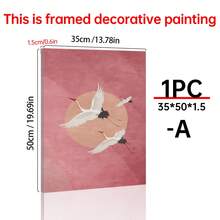 1 Piece Pink Crane Art Poster (Framed/Unframed), Boho Style Birds And Flowers, Abstract Canvas Painting, Wall Art Decor, Ideal Gift For Dorm, Apartment, Living Room, Office, Bedroom And Home Decoration - Multicolor - View 15