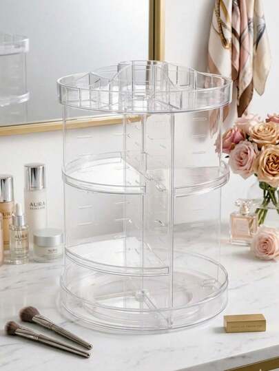 Organizador Giratorio 360° para Maquillaje – Torre Acrílica Transparente con Gran Capacidad y Diseño Elegante para Tocador