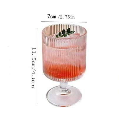 6pcs/4pcs/2pcs/1pc Vintage Vertical Striped Stemware Glass, Ins Style High-Quality Juice Glass, Luxury Red Wine Glass, Dessert Cup, Thick Lead-Free Glass Cold & Hot Beverage Cup Set