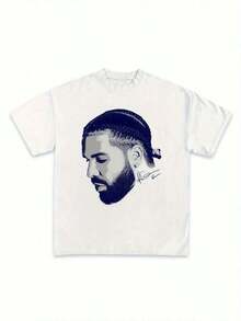 1PC Drake - Themed Artistic Printed T-Shirt With Hair Clips Casual Soft Short Sleeve Pure Cotton 220gsm T-Shirt Summer Tops Summer Clothes Shirts Summer Graphic Tees Women T Shirts Summer Outfits For Women Vacation Outfits Women  Tropical Vacation Outfits Going Out Outfits Tropical Outfits For Women Going Out Tops T Shirts Women Summer Top Graphic Tees Women 4th Of July Outfit Women Summer Tops Y2k 4th Of July Oversized T Shirt - Trắng 3 - Xem 1