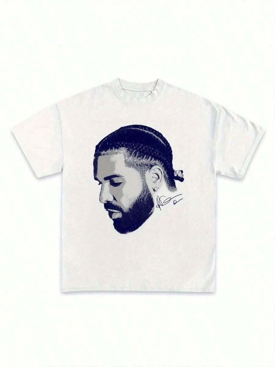 1PC Drake - Themed Artistic Printed T-Shirt With Hair Clips Casual Soft Short Sleeve Pure Cotton 220gsm T-Shirt Summer Tops Summer Clothes Shirts Summer Graphic Tees Women T Shirts Summer Outfits For Women Vacation Outfits Women Tropical Vacation Outfits Going Out Outfits Tropical Outfits For Women Going Out Tops T Shirts Women Summer Top Graphic Tees Women 4th Of July Outfit Women Summer Tops Y2k 4th Of July Oversized T Shirt - Trắng 3 - Xem 1