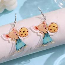 1 Pair Creative Cute Mouse Holding Cookie Acrylic Dangle Earrings, Suitable For Teachers And Students, Fashionable Daily Wear Gift Jewelry - Multicolor - View 2