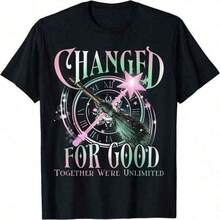 2026 Women's And Men's Easter Tops, Women's/Girls' Set "Wickedly Change Good" To Match Witch Outfits, Women's Shirt, Exclusive T-Shirts For Premium Fans, Unisex Casual Short-Sleeve T-Shirts, A Must-Have For Fans, Suitable For Festivals, Parties, Back-To-School Outfits And Concert Looks, Printed 100% Cotton T-Shirts, Opaque, Versatile Basic T-Shirts, Sizes 2Y-10Y, S-XXXL, Clothing For Young Boys, Men's Clothing, Women's Tops, Perfect Gift For Back To School And Easter Or Mother's Day, Can Be Combined With Parent-Child Outfits. - 黑色 - 查看 8