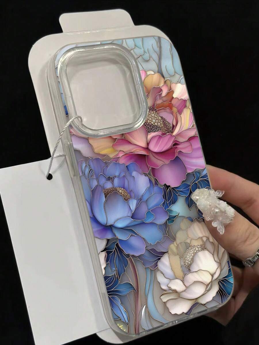 花卉彩绘优雅新款羽毛雪纺银色简约时尚手机壳，兼容 17/17 Pro Max、15、16/16 Pro、彩绘 15 Pro Max、P13、P14、P11 软壳、P12 防摔、XS、XR、7/8、7/8 Plus、S2、A14、A15、S23 Ultra、A50、A12、A32、A52、A72、A51、A21S、A13、A14、S22 Ultra、S23、A33、A53、S20 FE - 彩色 - 查看 1