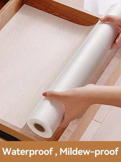 2 Rollen transparente wasserdichte Regaleinlage, gepunktete rutschfeste Schrankmatte, geeignet für Schränke, Regale, Tische, Bücherregale, Kühlschränke, waschbare Kunststoff-Schubladeneinlagen, hergestellt aus EVA-Material, haftfrei und leicht zuzuschneiden Kühlschrankmatten, geeignet für Regale