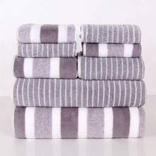 8pcs Towel Set, Striped Soft Home Bathroom Bath Face Towels, Quick Drying - Multicolor - View 7