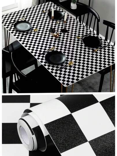 1 Cuộn Giấy Dán Tường Kẻ Caro Nhỏ Màu Đen Trắng, Chống Thấm Nước, Có Thể Tháo Gỡ, Kích Thước 45cm*100/300/500cm, Phong Cách Tối Giản Cổ Điển Cho Phòng Ngủ, Phòng Khách, Trang Trí Nhà Cửa, Tường, Cải Tạo Nội Thất, Tự Lắp Đặt Dễ Dàng