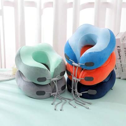 牛奶丝绒记忆棉U型枕，颈部支撑旅行枕，可拆卸水洗