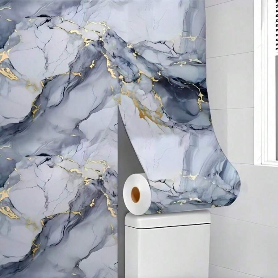 1卷厨房装饰墙贴，乙烯基大理石纹自粘墙纸，耐热防水，适用于卧室墙面装饰、电视背景墙、家居装饰、办公室装饰、墙面装饰礼品、生日及毕业季墙纸