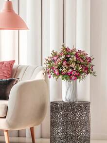 12 piezas de flores artificiales para exteriores, orquídeas falsas sin decoloración, flores de plástico falsas, eucalipto, plantas falsas para decoración, macetas colgantes, interior, exterior, jardín, porche, caja de ventana, hogar, boda, granja - Rojo violeta - Ver 5