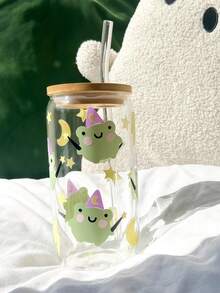 Ly thủy tinh có ống hút hình nơ bướm Green Frog, ly cà phê và trà matcha có ống hút. - Nhiều màu - Xem 11