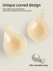 1pc Hot-Selling Silicone Invisible Bra, With Shoulder Straps, Anti-Slip Style, Anti-Sagging Lift, Gathering, And Push-Up, Specially Designed For Wedding Photography, Strapless Dresses, Invisible Underwear, Skirts, Dresses, Travel Vacations To Enhance Cleavage And Sexy Breast Stickers - Apricot - View 10