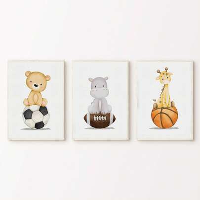 Bộ 3 tranh canvas treo tường phòng bé, tranh trang trí chủ đề thể thao cho phòng trẻ em, bộ tranh động vật hoang dã dễ thương, tranh màu nước chủ đề động vật hoang dã trang trí phòng trẻ em, tranh treo tường chủ đề thể thao, tranh trang trí chống thấm nước, quà tặng tắm bé, tranh treo tường phòng bé, tranh treo tường phòng trẻ em, poster phòng trẻ em, trang trí trường mầm non, poster phòng chơi, quà tặng cho bé.