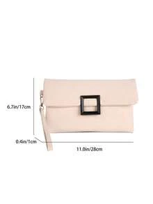 Fashionable Minimalist Casual Clutch Bag, New Solid Color Retro Envelope Wallet Handbag For Women - White - View 5