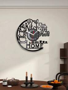 Minimalist Creative Coffee Imitation Record Time Art Wall Clock Decoration Wall Clock Home Kitchen Decoration Home Living Room Study Decoration Essential Bedroom Decoration Coffee Pattern Design Decorative Clock Silent Mute Clock 11.8 Inches - Black - View 2