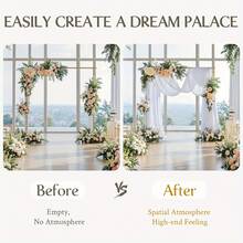 28in X 19ft Wedding Arch Decor Fabric, Chiffon Sheer Curtain, 2pcs White Voile Drapes For Wedding Ceremony Decor, Birthday Party Ceiling Backdrop - View 8