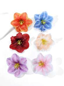 1 pezzo/6 pezzi Fermagli per capelli a fiore hawaiano, fermagli per capelli con fiori artificiali, fermagli per capelli a ibisco, fermagli per capelli a loto, adatti per vacanze, estate, viaggi - Multicolore - Visualizzare 2