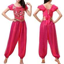 Women's Belly Dance Performance Costume, Includes Adult Short Sleeve Top And Harem Pants, Adult Practice Wear, Party Performance Outfit, Multiple Colors Available - Multicolor - View 13