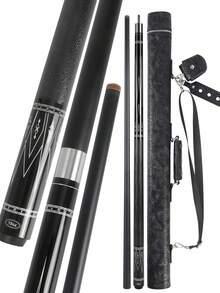 1 Pc 58-Inch 19oz 2-Piece 12.5mm Fiberglass Low Deflection Professional Billiard Cue Stick, With 1 Pc 1*1 Hard Protective Case - Black - View 1