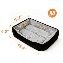 1PC Premium Thick Plush Pet Bed Sofa - Ultra Soft & Warmer Sleep Surface For Dogs & Cats, Enhanced Easy-Clean Design With Non-Slip Rectangular Base - 黑色 - 查看 11