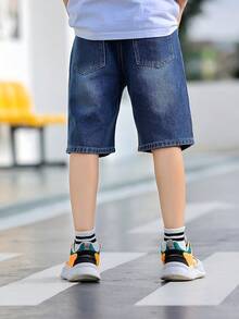 2026 New Summer Boys Loose Denim Shorts, Children Mid-Length Pants, Fashion Five-Minute Pants - Medium Wash - View 4