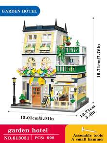 Bộ xếp hình mini cao cấp 998 mảnh, đồ chơi giảm căng thẳng và lo âu cho người lớn, bộ trò chơi thú vị dành cho người lớn, trò chơi ghép hình phong cảnh thành phố sáng tạo, món quà sinh nhật hoàn hảo, mô hình khách sạn sân vườn tinh tế (kèm sticker). - Nhiều màu - Xem 6