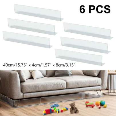 6 Stück Möbelblockierer für unter die Couch - Einstellbarer Haustier-Spielzeug-Blocker, Möbelspalt-Stopper für Spielzeug und Schmutz, Zuschneidbares Design zum Freihalten und Stoppen von Dingen, die unter Sofa, Bett und Regale geraten, Spaltabdeckung blockiert | Robuster Kunststoff