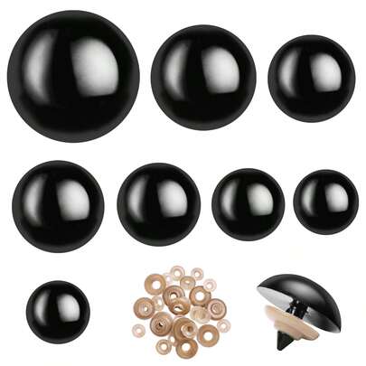 160 piezas Ojos negros grandes para tejer juguetes de peluche, ojos de animal hechos a mano para muñecas, suministros de artesanía de títeres de oso DIY